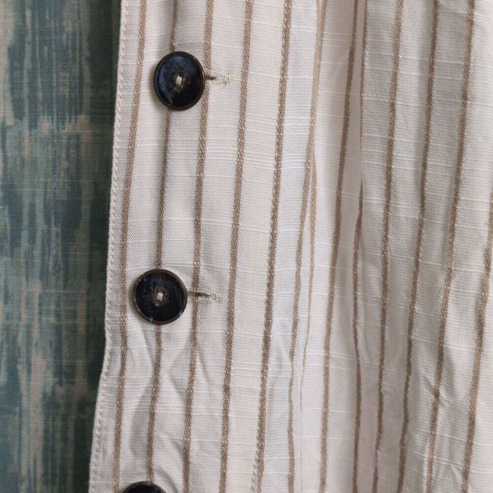 Anthropologie Cream Beige Striped Wide Leg Button Side Pants Size 4 - Picture 2 of 8